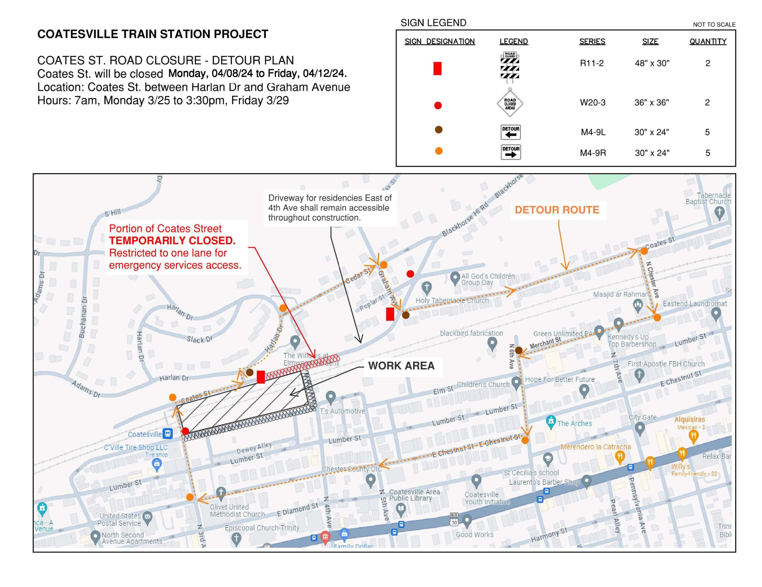 Coates St. Road Closure Update 4/4/2023